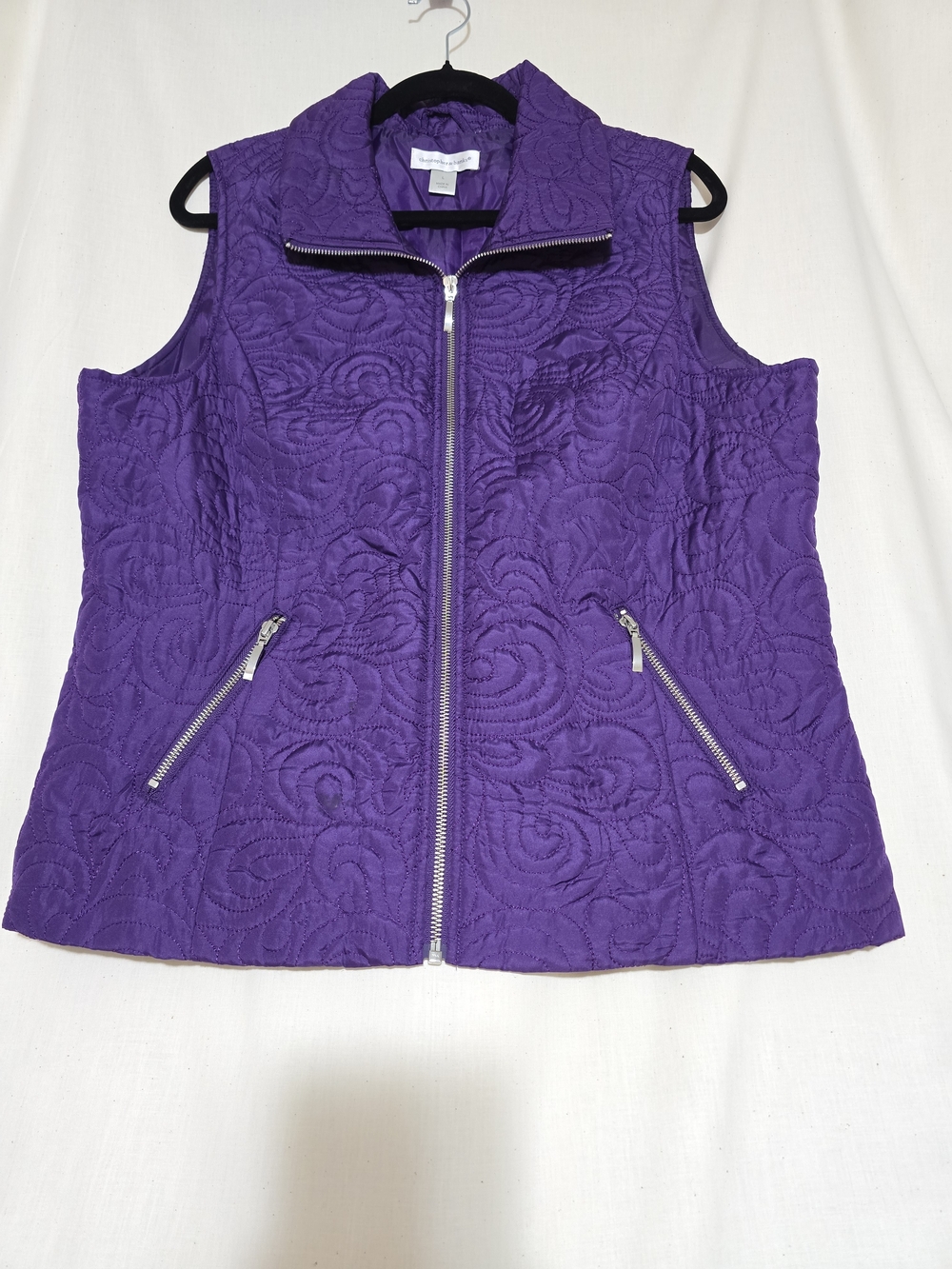 Christopher & Banks Purple Quilted Zip-Front Vest